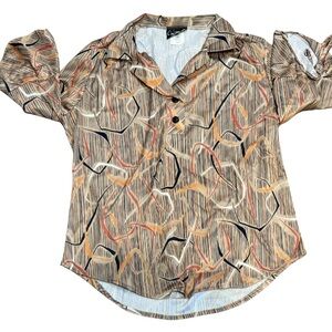 Vintage Carmelton USA Union Made Blouse L Retro Abstract Top